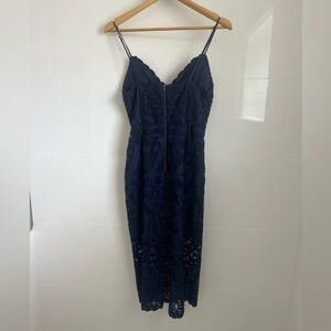 Navy blue lace midi dress
